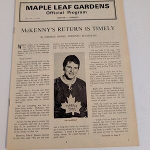 Maple Leaf Gardens Official Program Saturday November 14, 1970